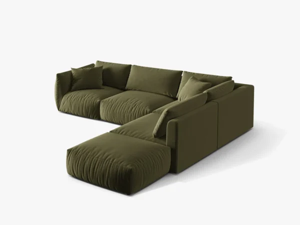 Coltar modular verde olive din catifea Chris Right - imagine 4