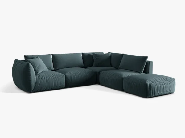 Coltar modular albastru pastel din catifea Chris Right - imagine 3