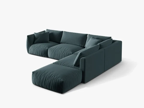 Coltar modular albastru pastel din catifea Chris Right - imagine 4