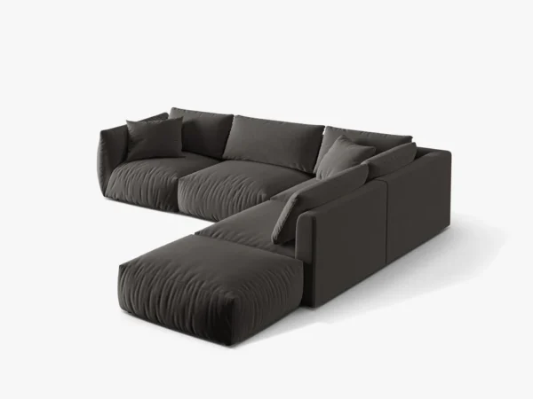 Coltar modular gri inchis din catifea Chris Right - imagine 4