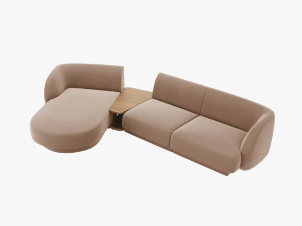Coltar modular maro cappuccino din catifea Miley - imagine 3