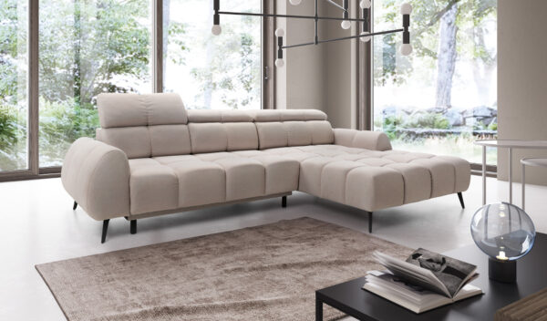 Coltar extensibil bej din catifea Piano - imagine 2