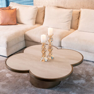 Masa de cafea din metal auriu periat Clover