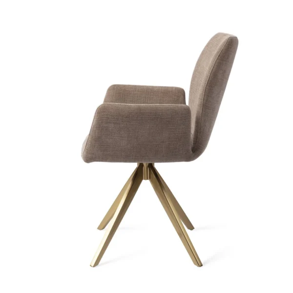 Set 2 scaune dining rotative din tesatura grej/auriu Misaki - imagine 3