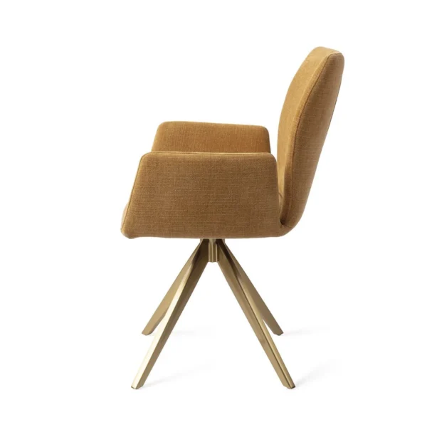 Set 2 scaune dining rotative din tesatura galben miere/auriu Misaki - imagine 3