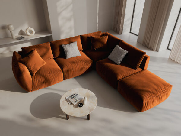 Coltar modular caramiziu din catifea Chris Left - imagine 2