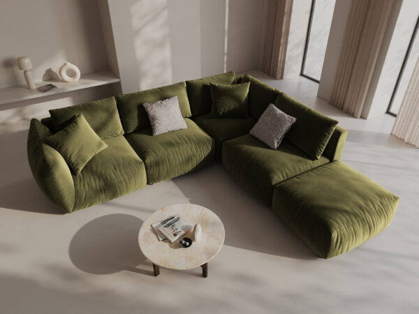 Coltar modular verde olive din catifea Chris Right - imagine 2
