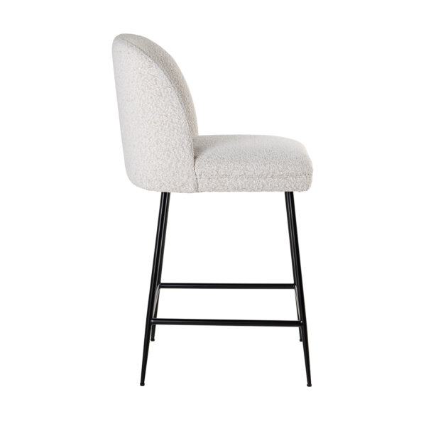 Scaun de bar alb din tesatura boucle Pullitzer - imagine 3