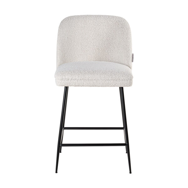 Scaun de bar alb din tesatura boucle Pullitzer - imagine 2