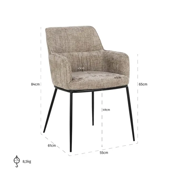 Scaun dining maro din tesatura texturata Bella - imagine 7
