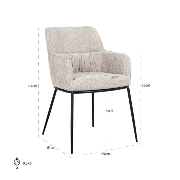 Scaun dining bej din tesatura texturata Bella - imagine 7