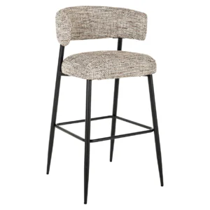Set 2 scaune de bar bej din tesatura texturata Rochelle