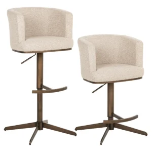Scaun de bar rotativ si reglabil bej din tesatura Cheyenne