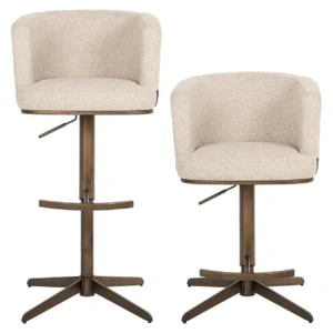 Scaun de bar rotativ si reglabil bej din tesatura Cheyenne