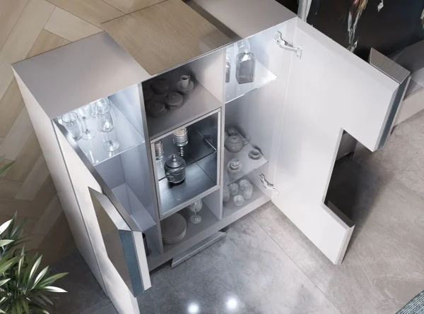 Biblioteca alb/auriu din MDF si metal Seneca - imagine 2