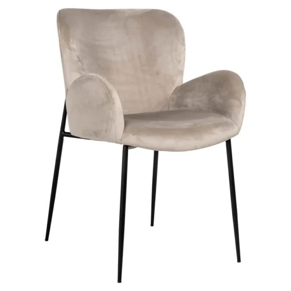 Scaun dining bej/negru din catifea Amber