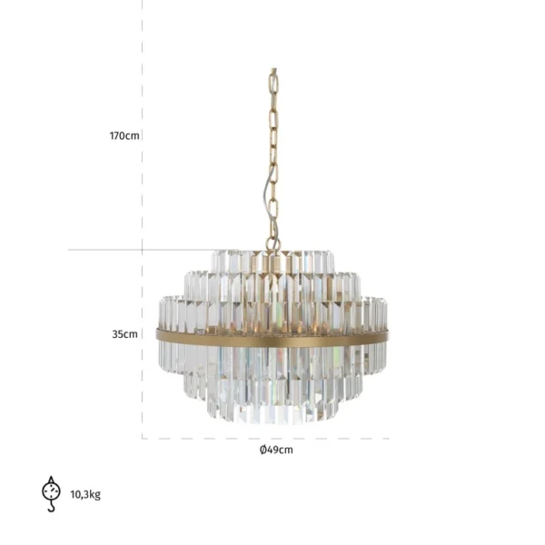 Candelabru auriu mat din fier si cristal Desire - imagine 2