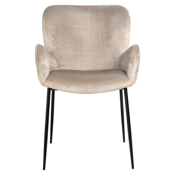Scaun dining bej/negru din catifea Amber - imagine 3