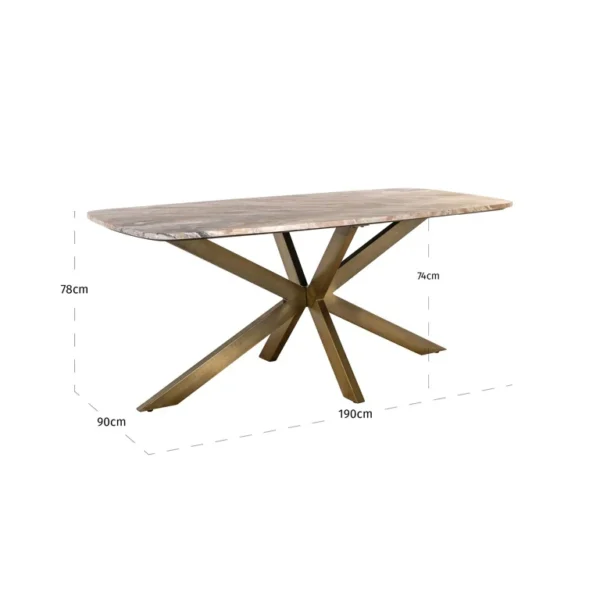 Masa dining ovala bej/auriu din marmura si fier 190 Bottega - imagine 5