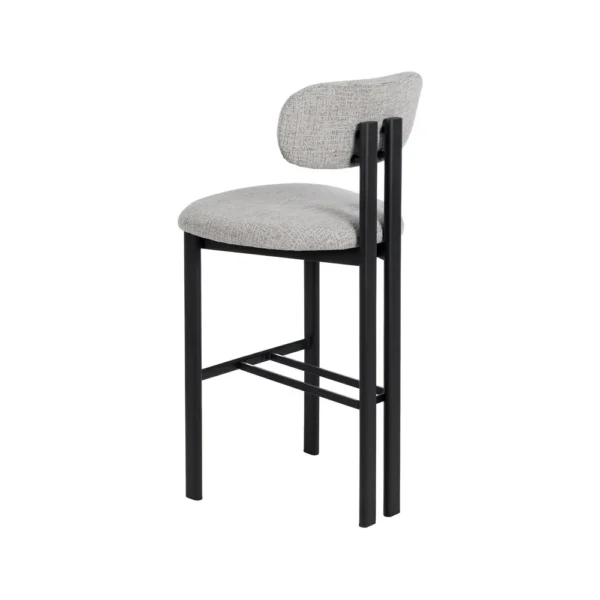 Set 2 scaune de bar gri/negru din tesatura chenille Elba - imagine 3