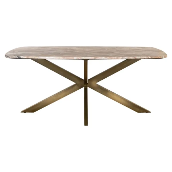 Masa dining ovala bej/auriu din marmura si fier 190 Bottega - imagine 2
