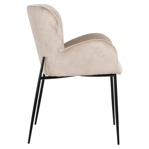 Scaun dining bej/negru din catifea Amber - imagine 4