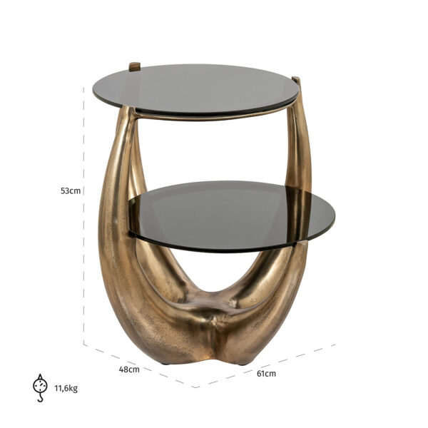 Masa laterala aurie din aluminiu si sticla Aida - imagine 3