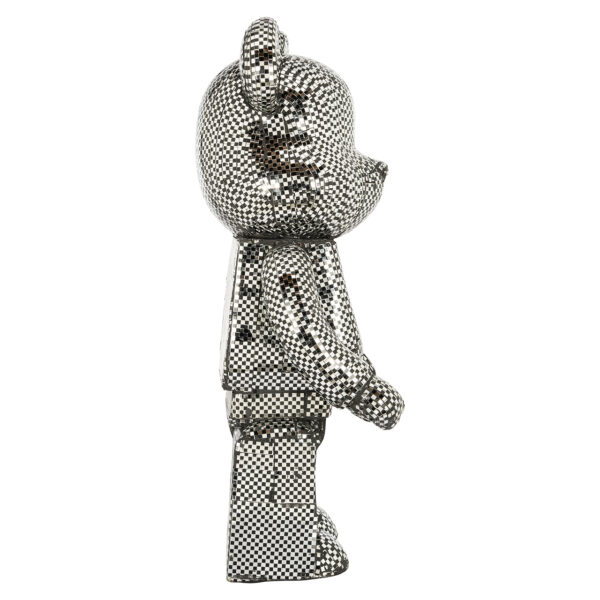 Figurina decorativa argintie din rasina si sticla Bear Small - imagine 4