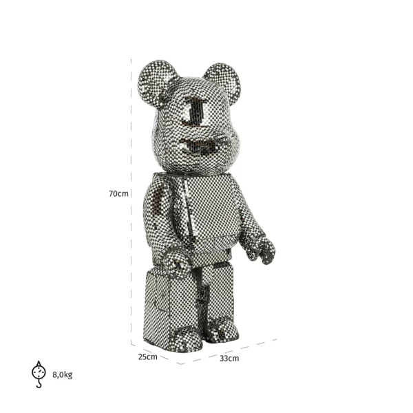 Figurina decorativa argintie din rasina si sticla Bear Small - imagine 6