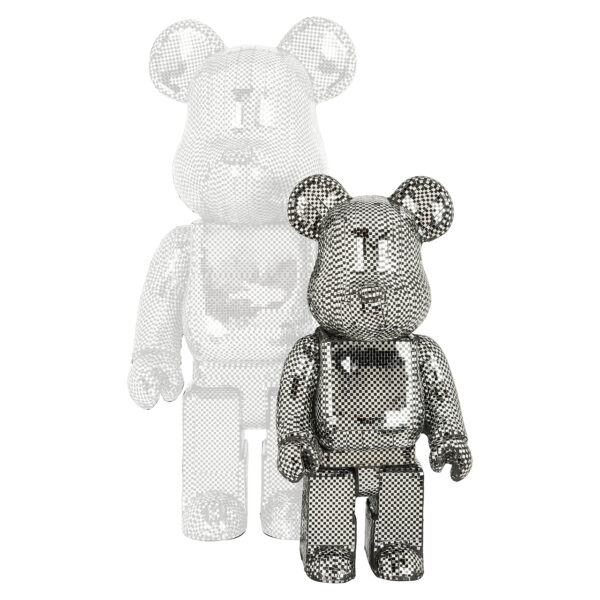 Figurina decorativa argintie din rasina si sticla Bear Small - imagine 5