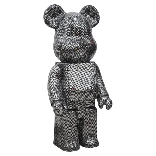 Figurina decorativa argintiu inchis din rasina si sticla Bear Big