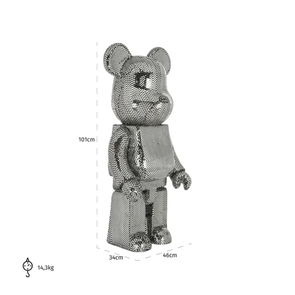 Figurina decorativa argintiu inchis din rasina si sticla Bear Big - imagine 6