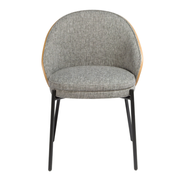 Scaun dining gri/maro din tesatura si lemn Malcolm - imagine 3