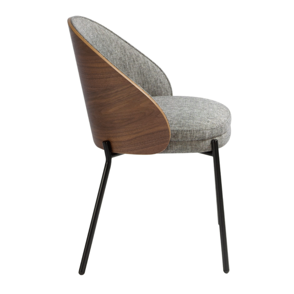 Scaun dining gri/maro din tesatura si lemn Malcolm - imagine 4