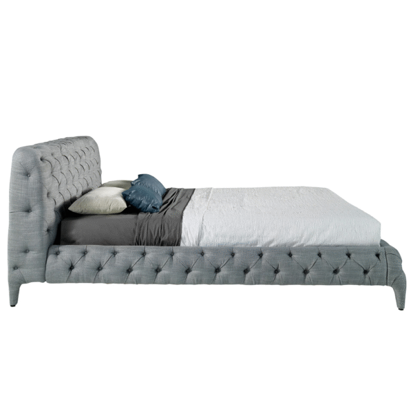 Pat tapitat gri din tesatura matlasata Queen - imagine 4