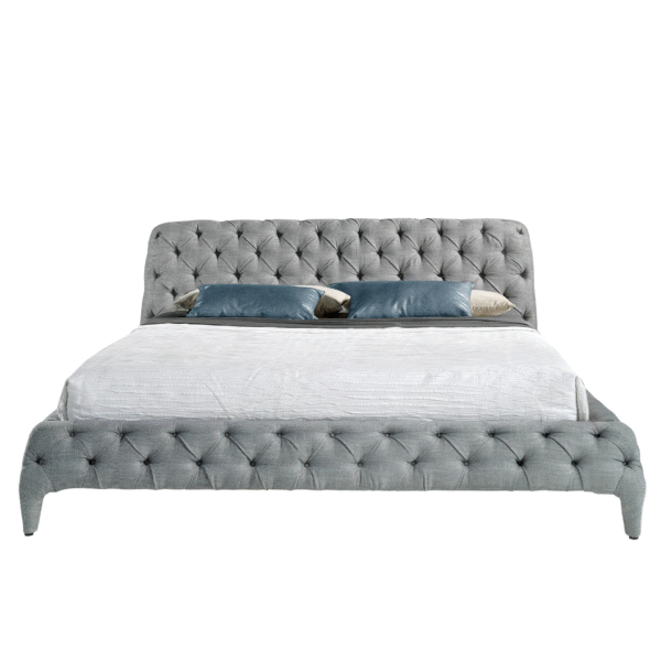 Pat tapitat gri din tesatura matlasata Queen - imagine 3