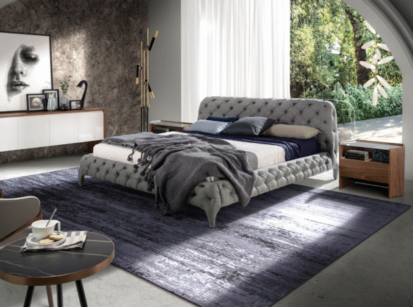 Pat tapitat gri din tesatura matlasata Queen - imagine 5