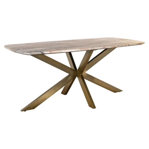 Masa dining ovala bej/auriu din marmura si fier 190 Bottega