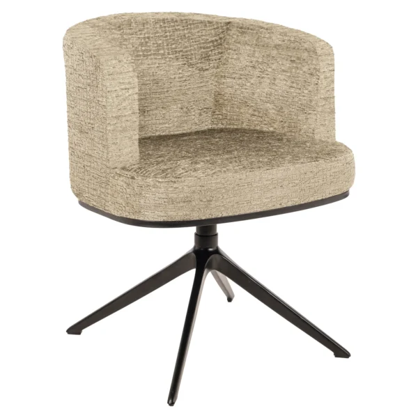 Scaun dining rotativ bej din tesatura chenille Cheyenne