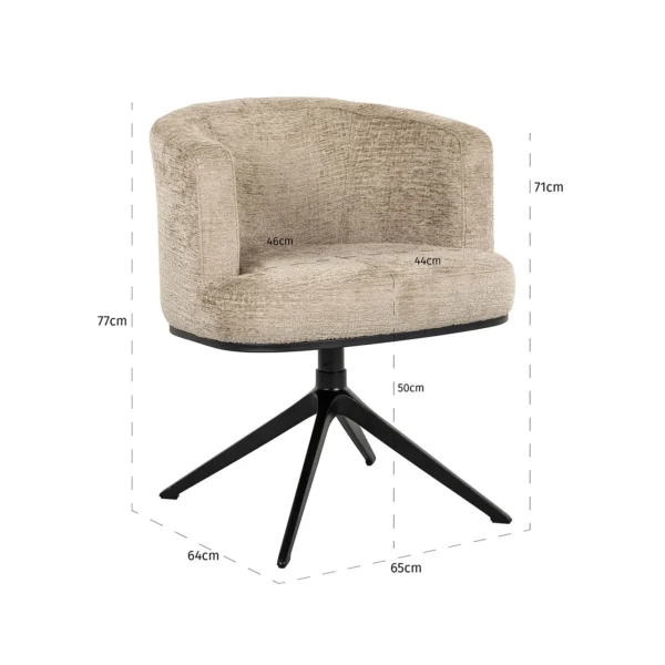 Scaun dining rotativ bej din tesatura chenille Cheyenne - imagine 8