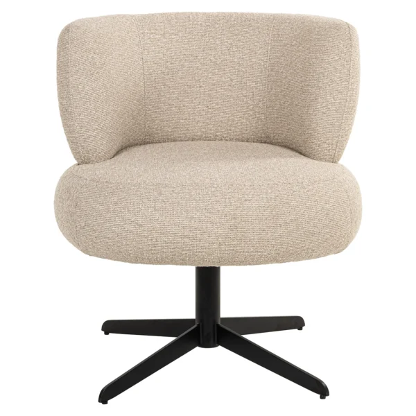 Scaun dining rotativ bej din tesatura texturata Alexis - imagine 2