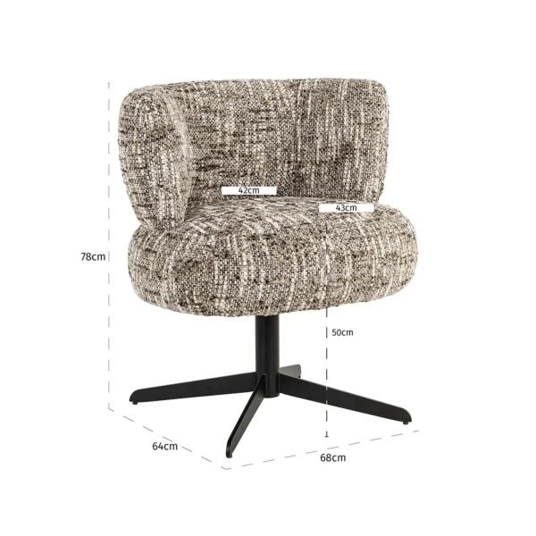Scaun dining rotativ maro din tesatura texturata Alexis - imagine 8