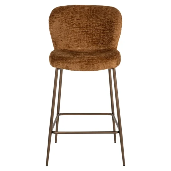 Scaun de bar caramiziu/aramiu din tesatura chenille Odarby - imagine 3