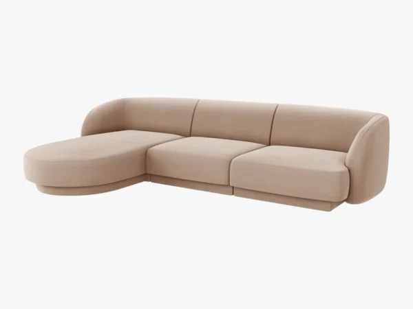 Coltar modular maro cappucinno din catifea Miley Left - imagine 4