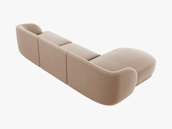 Coltar modular maro cappucinno din catifea Miley Left - imagine 3