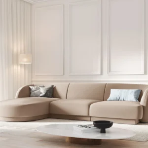 Coltar modular bej deschis din catifea Miley II