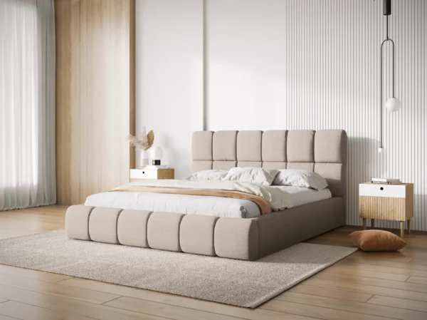 Pat tapitat bej din tesatura chenille Bellis - imagine 2