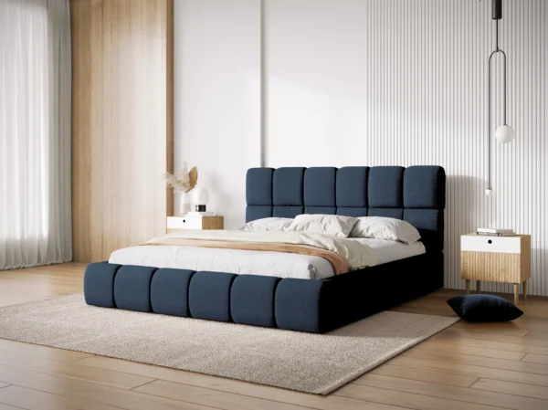 Pat tapitat albastru din tesatura chenille Bellis - imagine 2