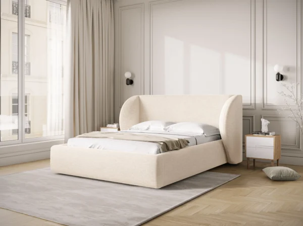 Pat tapitat bej deschis din tesatura chenille Miley - imagine 2