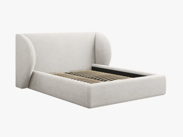 Pat tapitat gri deschis din tesatura chenille Miley - imagine 4